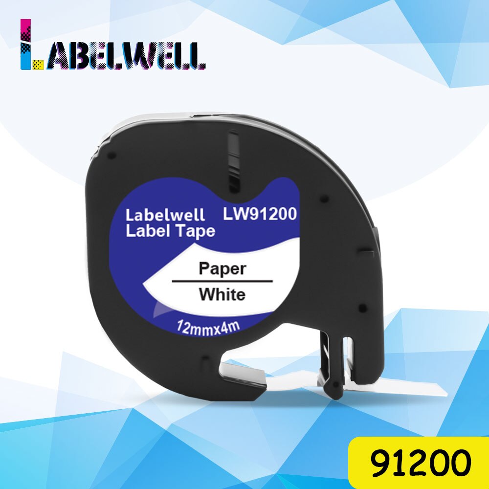 Labelwell taśma z etykietami 12mm 12267 91201 91200 91202 91204 91203 kompatybilny dla DYMO LetraTag taśma LT12267 plastikowa etykieta ekspres robić: papier czarny on biały