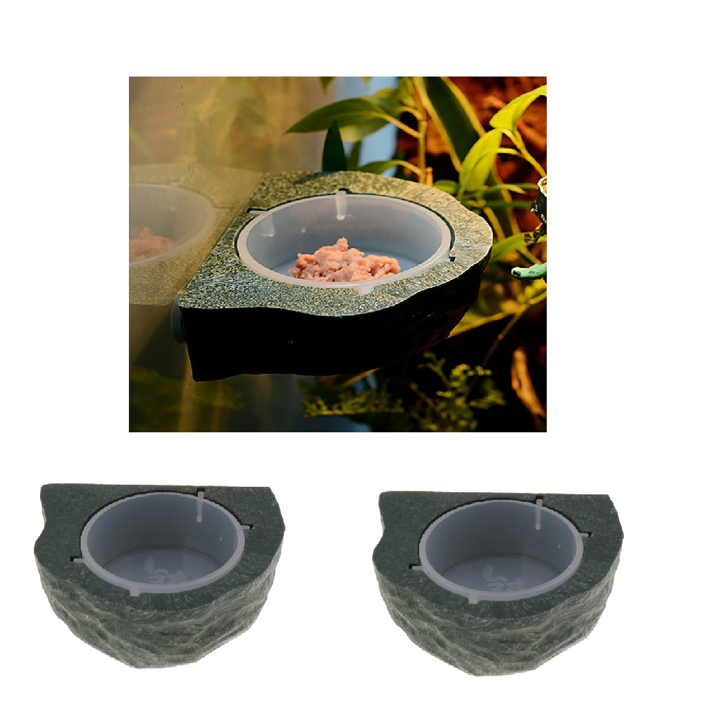 2 stk mini magnet gecko feeder ledge krybdyr terrarium dekorativ foderskål