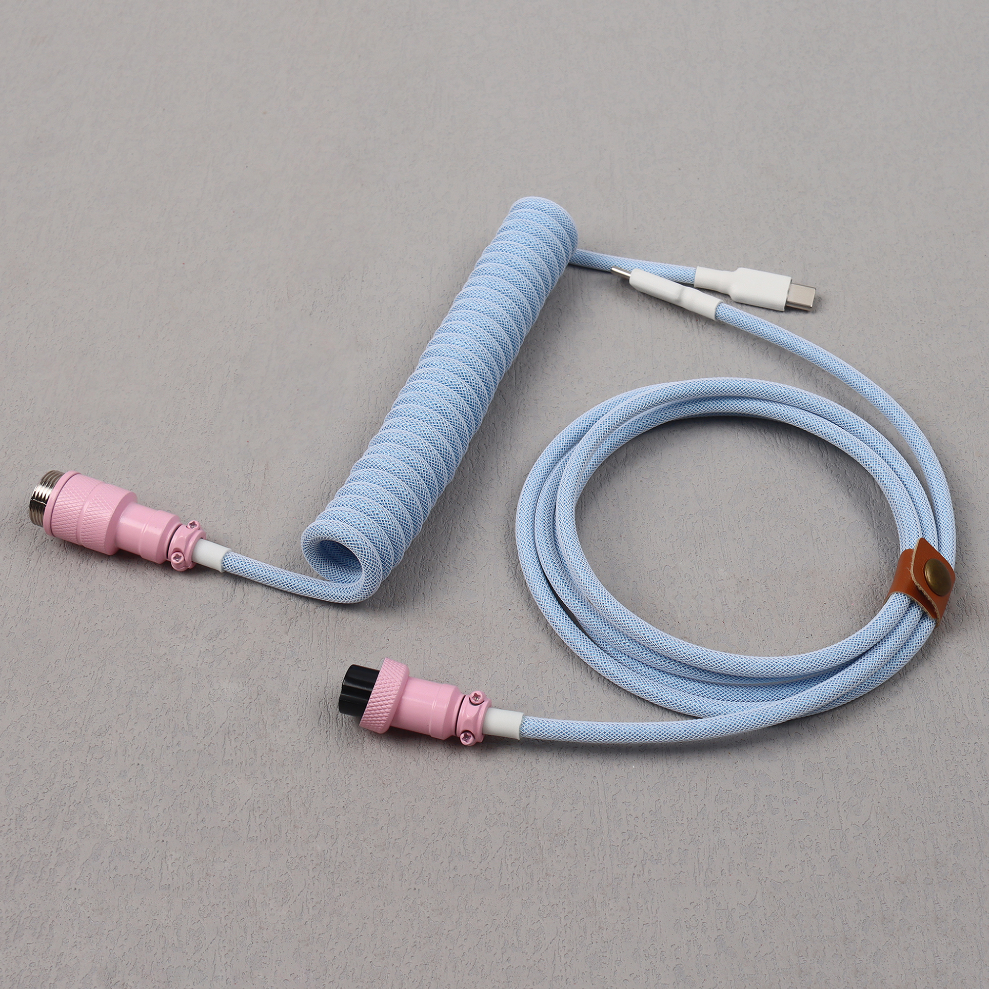 Cable en espiral estilo C a C, teclado mecánico tipo C, Cable de datos Usb C, conector de aviación para ordenador de escritorio de aviador GX16: Azul cielo