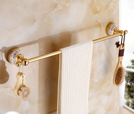 Bathroom Accessories Set Aluminum Carved Champagne Gold Towel Rack Towel Bar/Ring Toilet Brush Holder Corner Shelf Paper Holder: Single towel bar