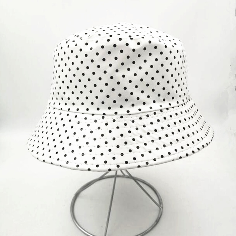 Reversible Waterproof Bucket Hat For Women Rain hat Fishing Dot Caps Hat Two Side Cap Female H3