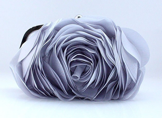 Blomst kobling taske kvinder bryllup håndtaske brude kobling pung aften kjole koblinger fest tegnebog skulder kæde taske: Sølv