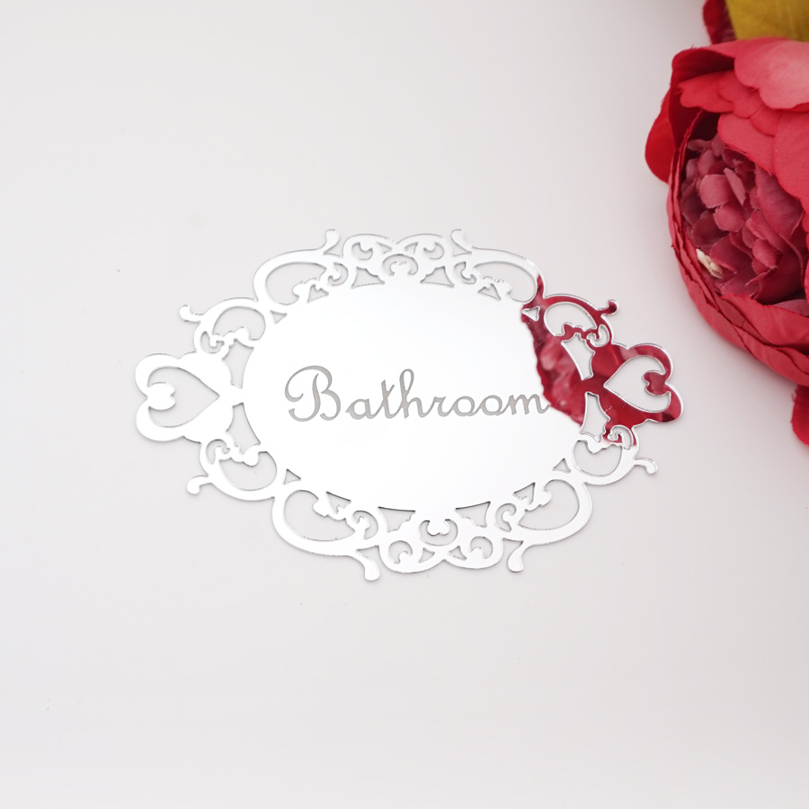 Bedroom Bathroom Toilet WC Door Sign Wall Sticker Signage Acrylic Mirror Oval Indicator Home Decor House Moving