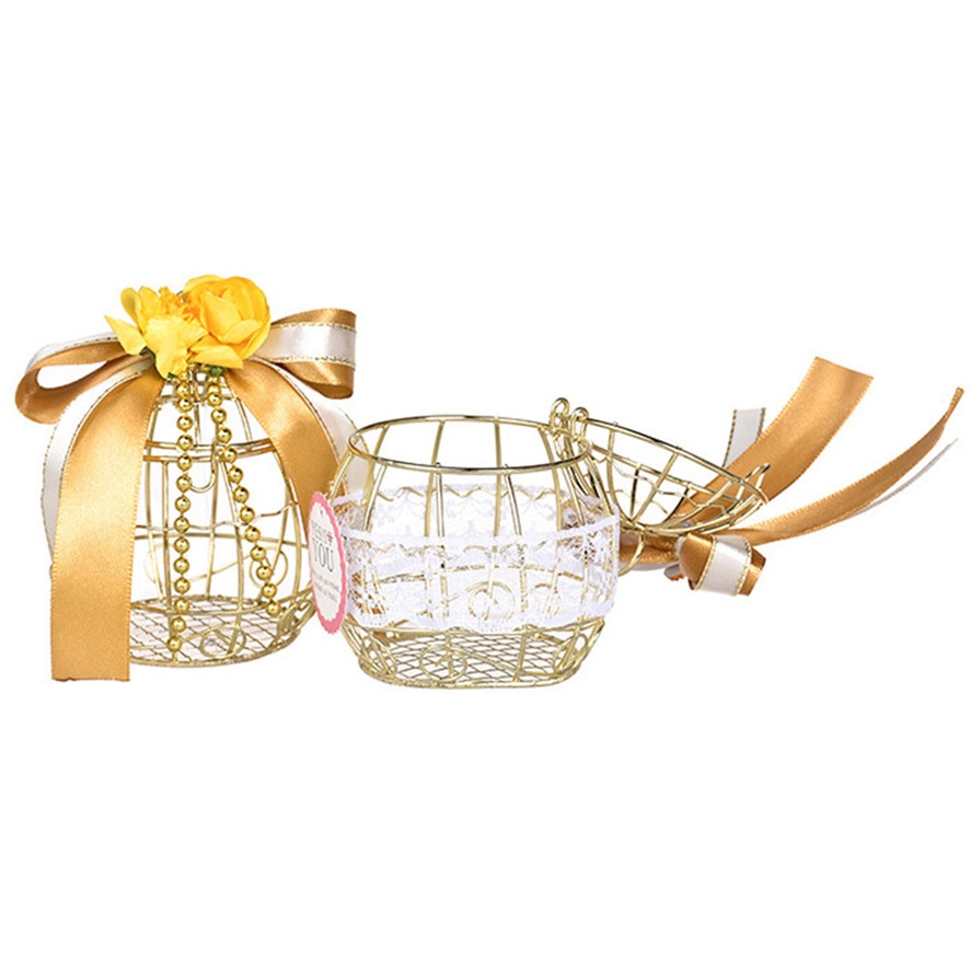 Wedding Decor Candy Box 1PC Gold Hollow Bird Cage Wedding Party Box Container Candy Chocolate Boxes Boxes 0516#30