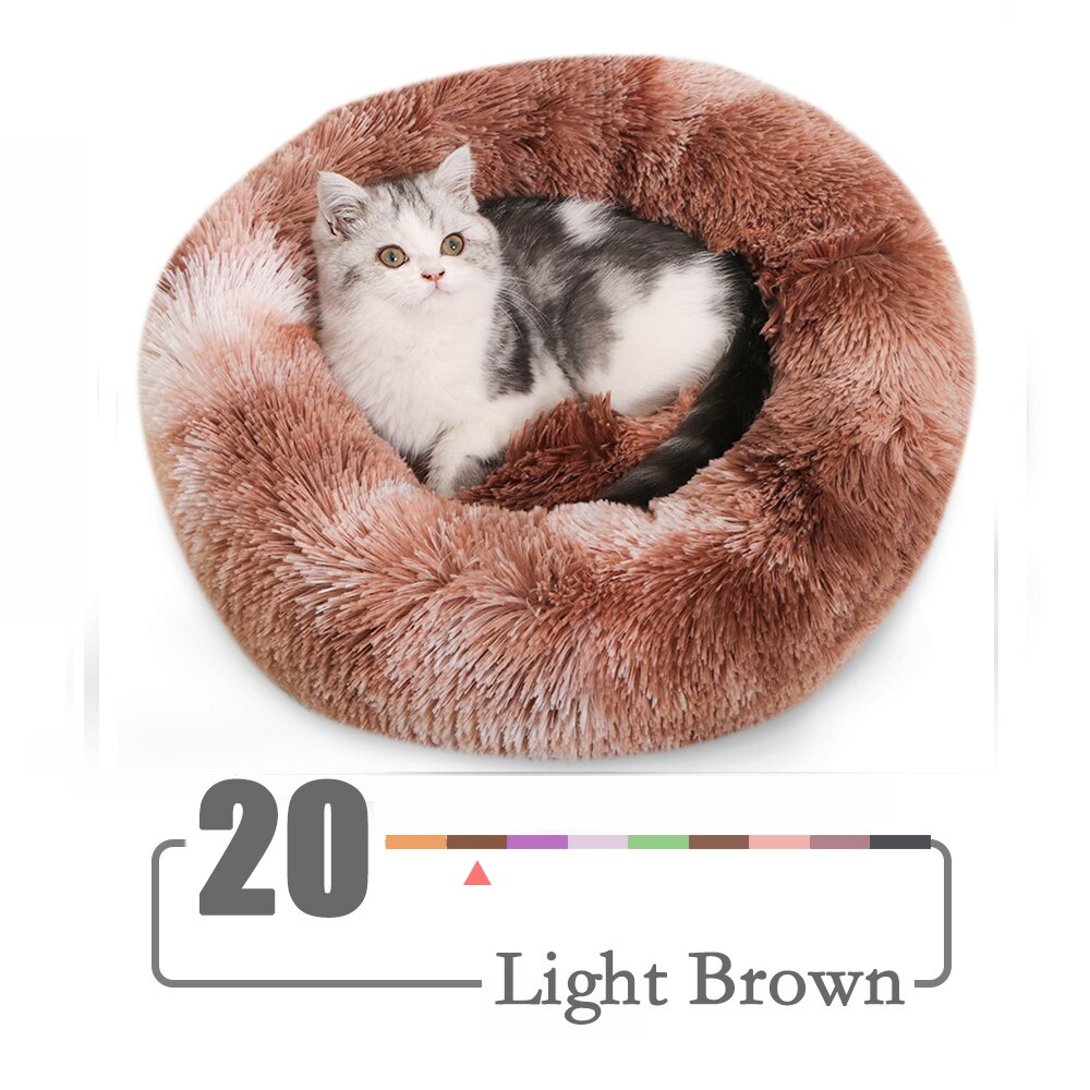 27 colores felpa redonda Gato cama casa Invierno gatos durmiendo nido suave largo felpa perro cesta mascota Mat Supplie: 20