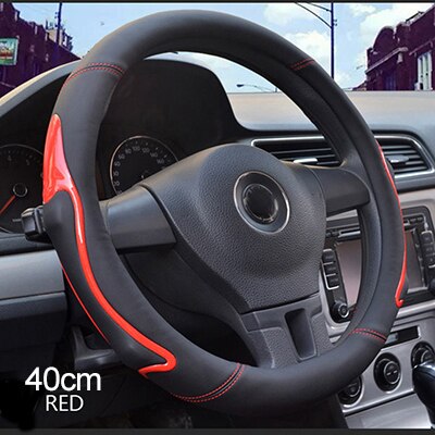 Auto Stuurhoes 36/38/40 cm wit rood groen Micro Fiber Lederen Antislip Comfortabele auto-interieur bescherming accessoires: red-40cm