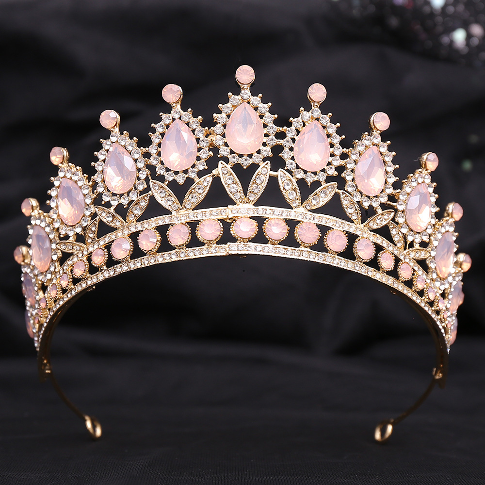 Zilveren Kleur Blauw Opaal Bruiloft Kroon Prinses Hoofdtooi Kristal Bruids Tiara 'S Strass Diadeem Bruiloft Haar Sieraden Accessoires: Geen