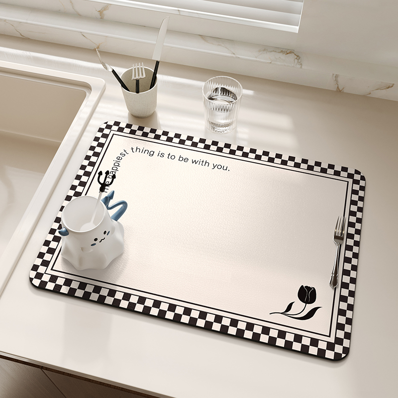 Super Absorbent Kitchen Dish Drying Mat Coffee Maker Mats Drain Pad Tableware Draining Pad Quick Dry Rug Dinnerware Placemat: 75x40cm / PURPLE