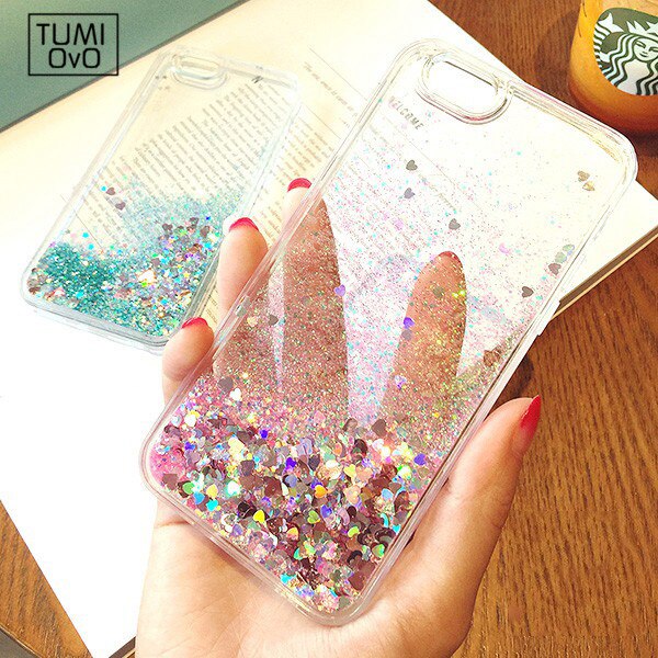 Nouvelles amours coeur paillettes étoiles dynamique liquide Quicksand souple téléphone coque arrière pour iPhone 6 6S 6plus 7 7plus 5 5S 5SE