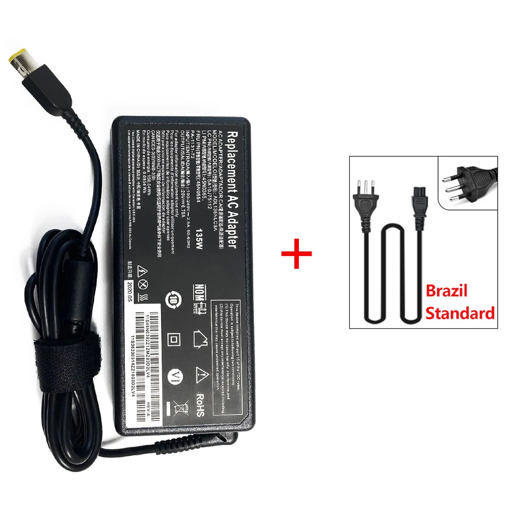 20V 6.75A 135W Laptop Ac Adapter Charger for Lenovo Ideapad Gaming 3 3-15IMH05 3-15ARH05 3-15ACH6 3-15IHU6;X1 Yoga (1st Gen): black