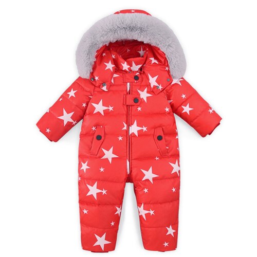 -30 russische pasgeboren Winter Snowsuit fur Hooded warm jongen Waterdicht donsjack voor baby meisje clothes1-4 jaar Romper sneeuw wear: red / 3T