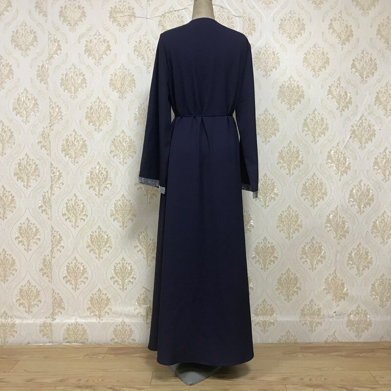 Plus size moslim open abaya jurk vrouwen dubai arab losse open lange gewaad vetersluiting strass hijab jurken bovenkleding islamitische kleding