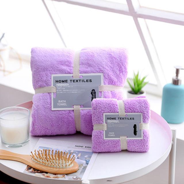 32 Towel Set Quick-Drying Microfiber Bath Towel Face Beach Towel Towels Cotton Large Bath Towel Soft Absorbent: Purple / 1 set
