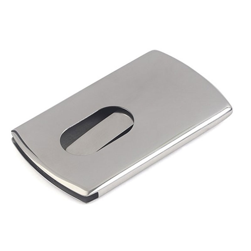 Business Card Holder Women Vogue Thumb Slide Out Stainless Steel Pocket ID Credit Card Holder Case Men FS99