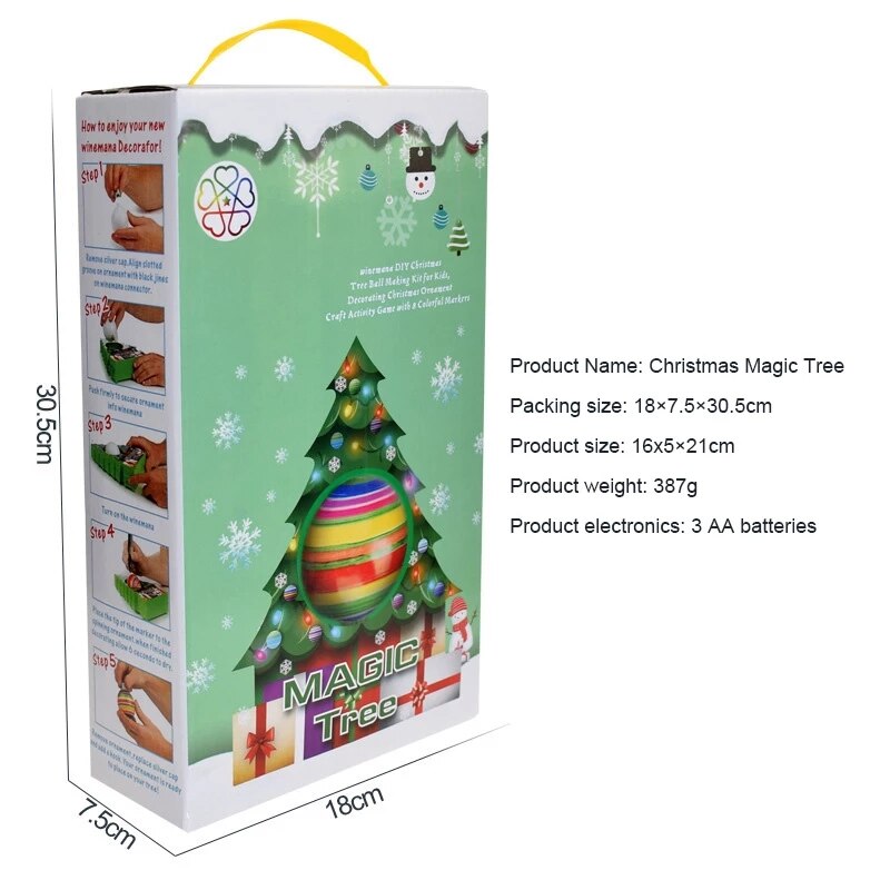 Juego de bolas de dibujo giratorias para árbol de Navidad, máquina de pintura eléctrica, decoración de Navidad, juguetes eléctricos para niños,