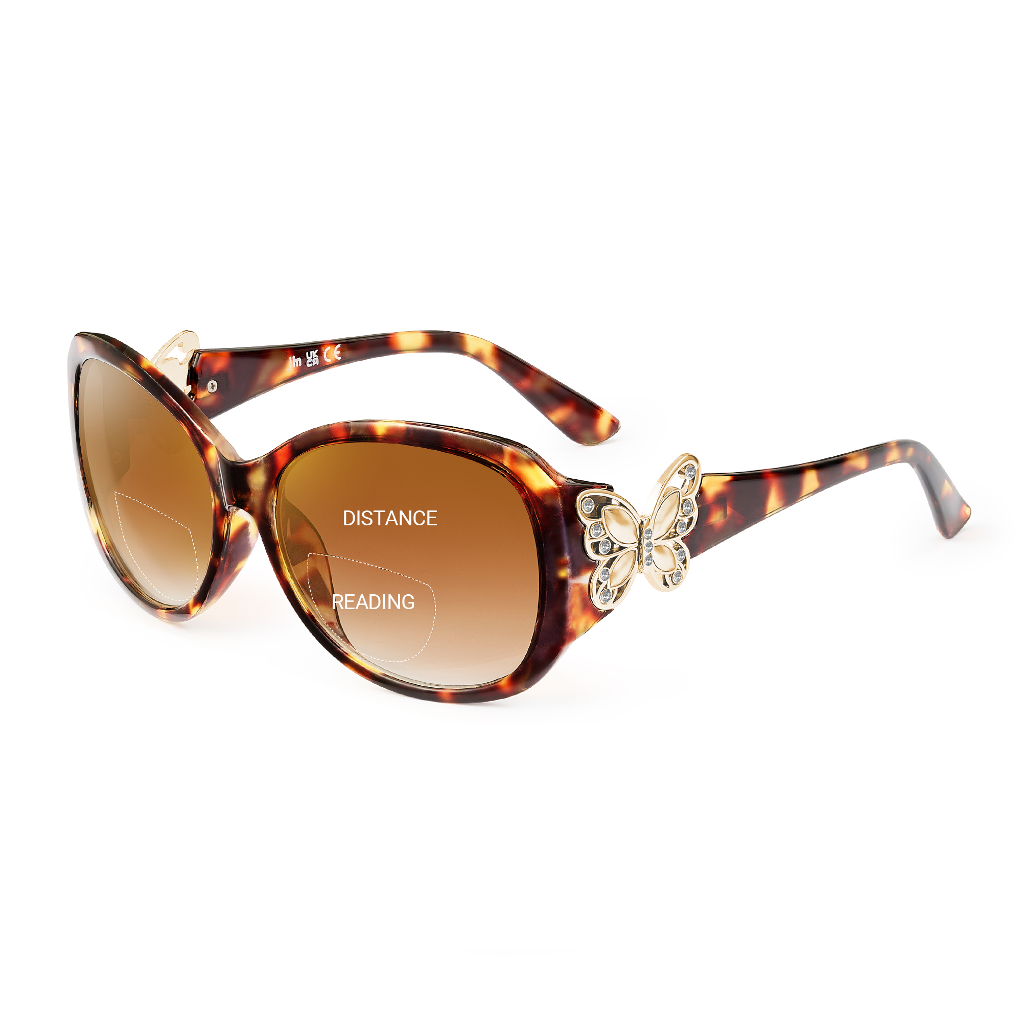 JM Bifokale Lesesonnenbrille für Damen, modische Sonnenleser, Outdoor-Lesebrille, UV400-Schutz: Grau / + 175