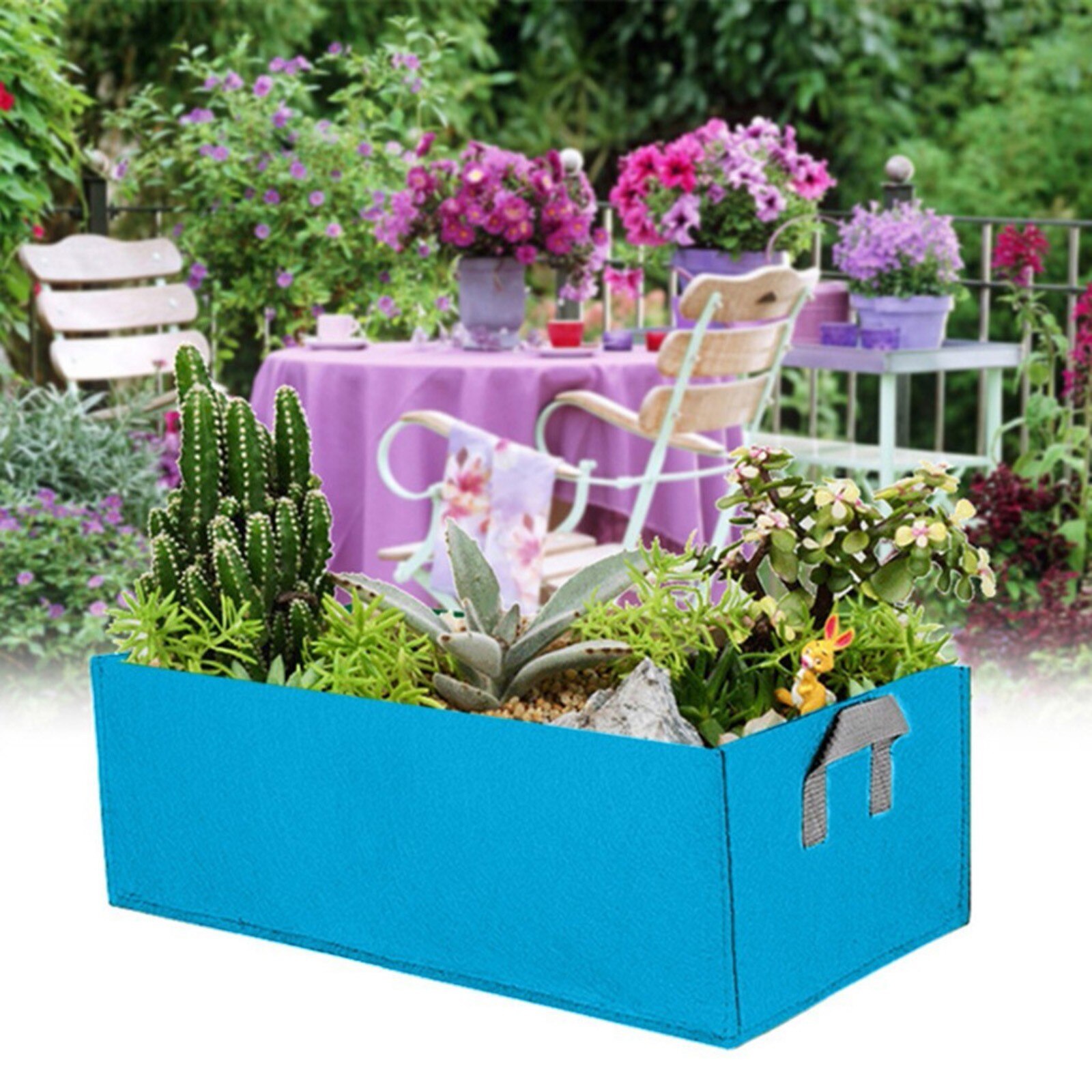 Zwarte Stof Plant Grow Bag Tuin Vierkante Tuingereedschap Bloem Groente Planten Planter Pot Handvatten Voor Hydrocultuur: C