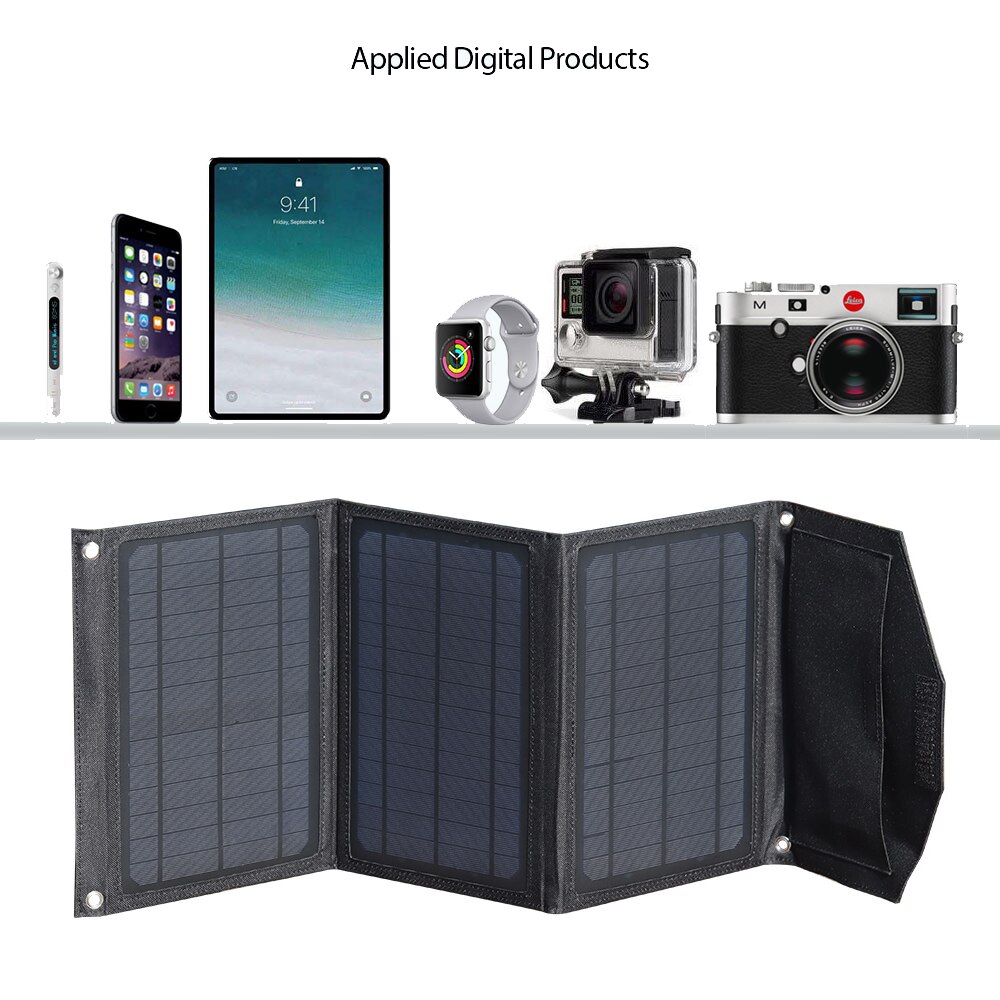 Taitettava aurinkopaneeli 30w 5v kannettava aurinkolaturi dual usb kannettavaan puhelimeen tablet -kamera valo akku ulkona retkeily vaellus
