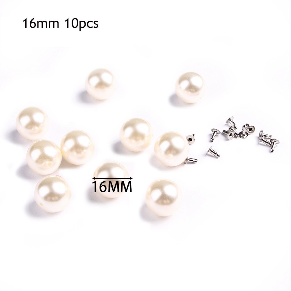Ensemble de perles à Rivets | Perles Imitation rondes, clous à Rivets, bricolage décor de mariage, jeu de perles à Rivets, chaussures de vêtement, sac, accessoires pointes de perles 10/20 pièces: 16mm-10pcs