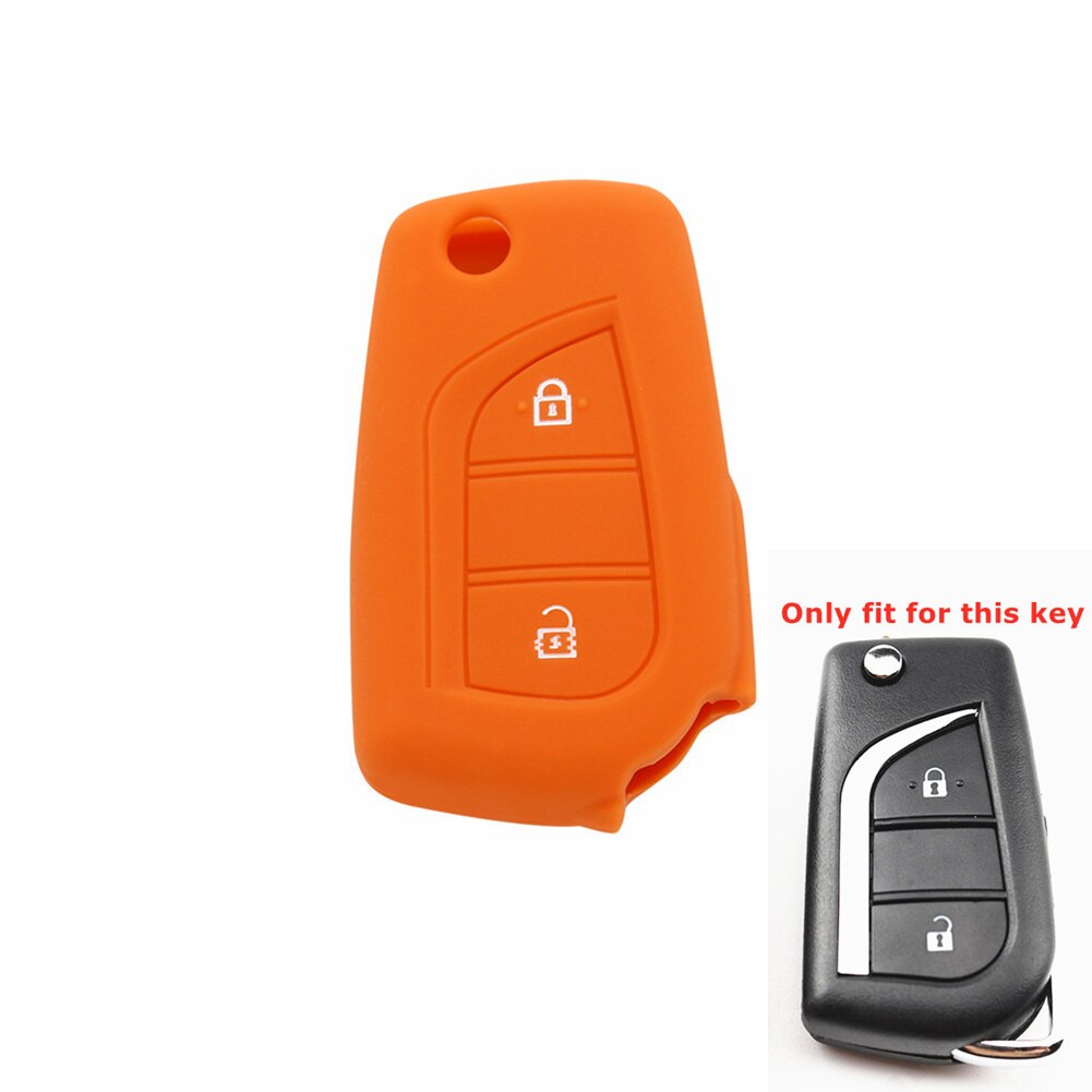Silikone bil nøgle cover fjernbetjening nøgle skal holder til toyota yaris highlander camry rav 4 aygo til peugeot 108 til citroen  c1: Orange