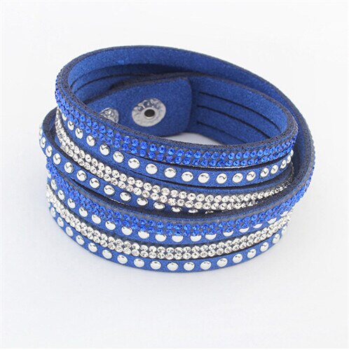 F&U Famous Brand Bracelets Crystal Rivet Multilayers Bracelets Little Swan Brand Different Color Bracelets for Women: Blue