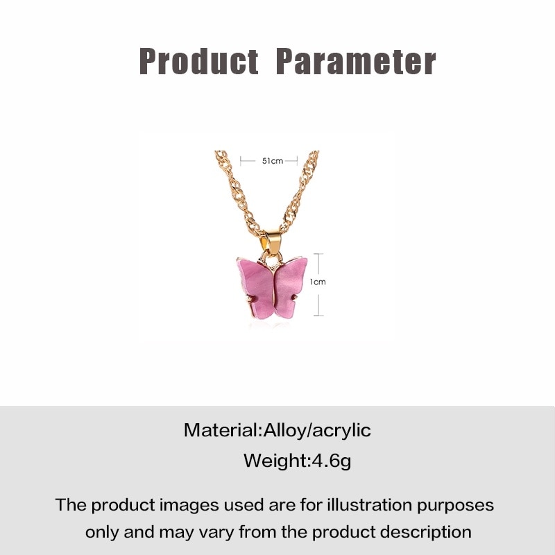 Søt sommerfugl anheng halskjede for kvinner cocktail party statement halskjede steet stil koreansk halskjede smykker
