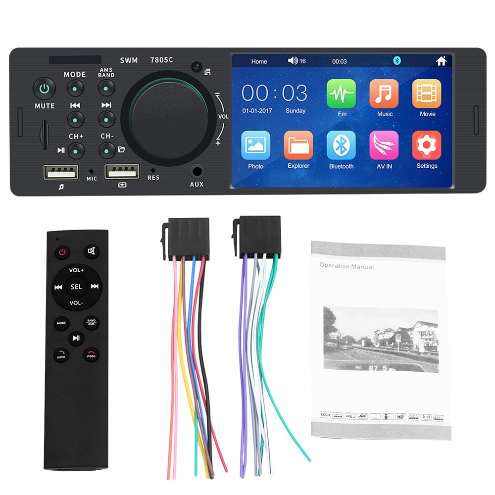 4.1 inch Bluetooth Autoradio 1 Din Audio Touch Screen Auto Radio Auto Stereo Auto MP5 Speler 12V USB afstandsbediening Camera