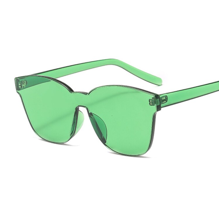 Vierkante zonnebril zonder montuur voor dames, luxe merkbrillen, snoepkleurige spiegel oculos de sol: Groente