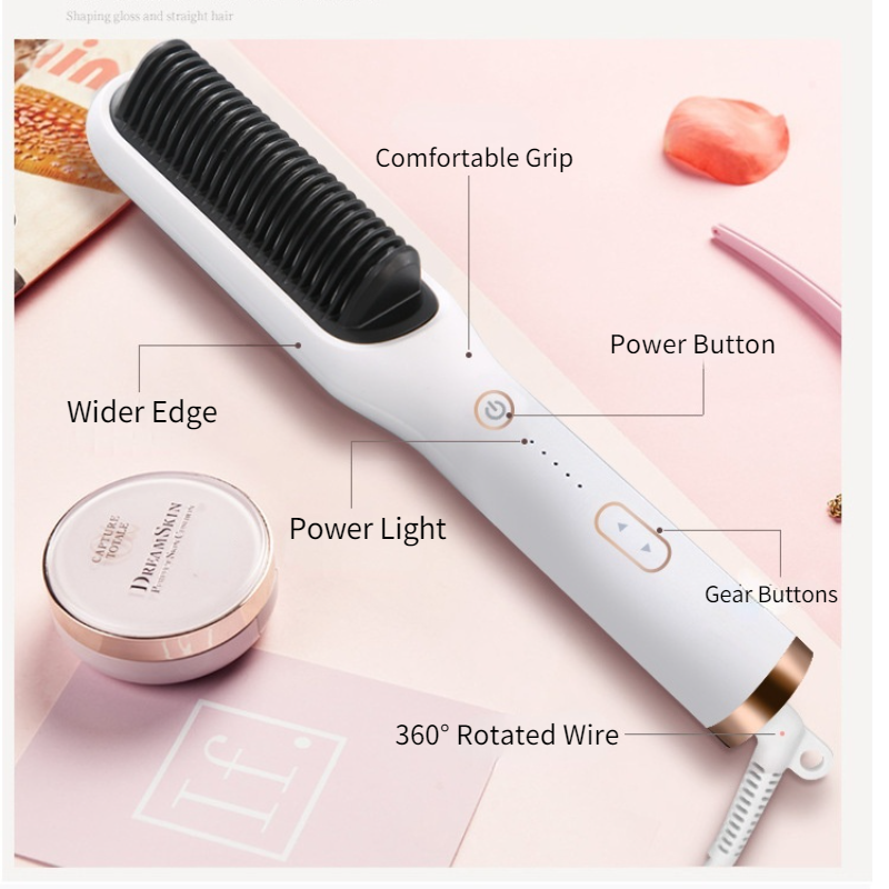 Lisseur électrique 2 en 1, peigne chauffant, à Air , Ions négatifs, pour cheveux, 140-210 ℃, sèche-cheveux, outils de coiffure