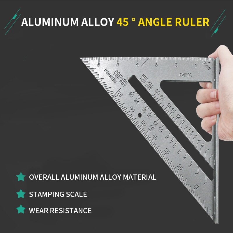 7" Triangle Ruler Carpenter Square Speed Square Layout Tool Measurement Tool Triangle Square Ruler Aluminum Alloy