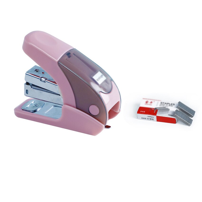 Grapadora Manual de oficina, grapadora estándar de Metal de 3 colores, capacidad de 20 hojas, grapadora de encuadernación de ahorro de esfuerzo, grapa 10 #: pink