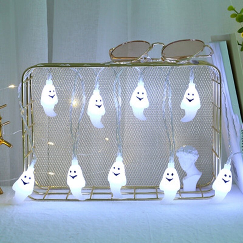 LED Halloween White Ghost Light String Ghost Halloween Decoration Light String 2 Horror Atmosphere Lights