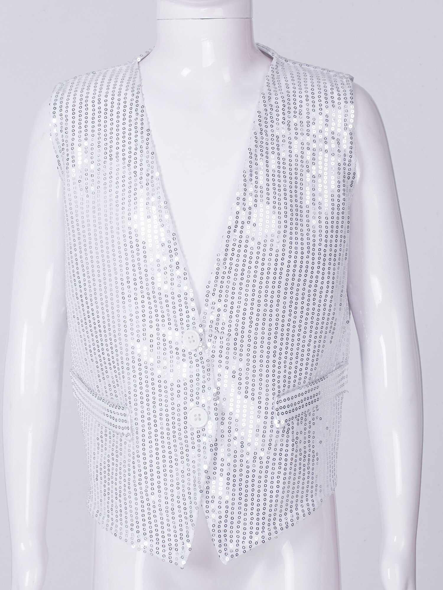 Gilet sans manches à paillettes pour filles et garçons, tenue de soirée, de bal, de Jazz et de danse