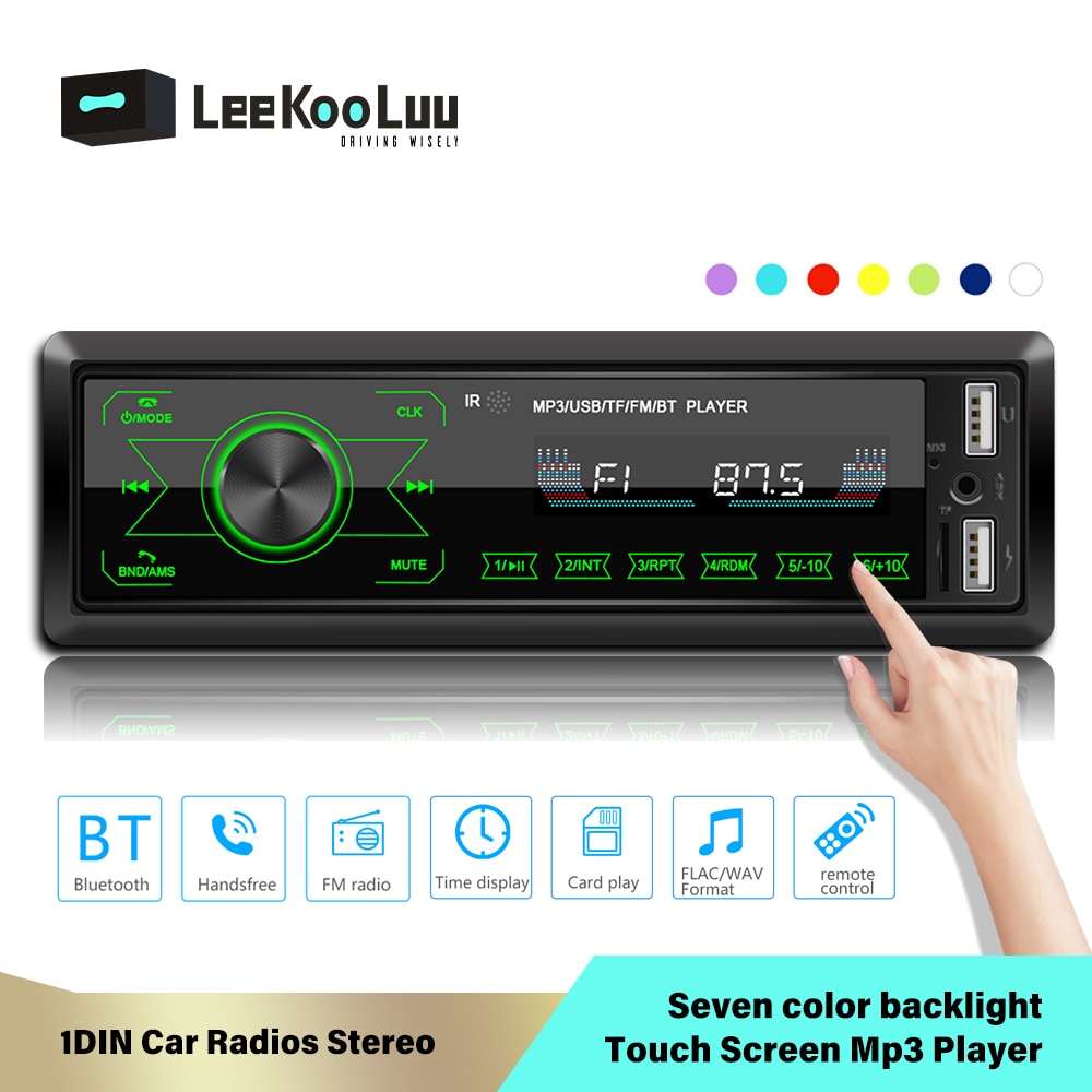 Leekooluu 1DIN Touchscreen In Dash Auto Radio Stereo Afstandsbediening Digitale Bluetooth Audio Muziek Stereo 12V Usb fm Mp3 Speler