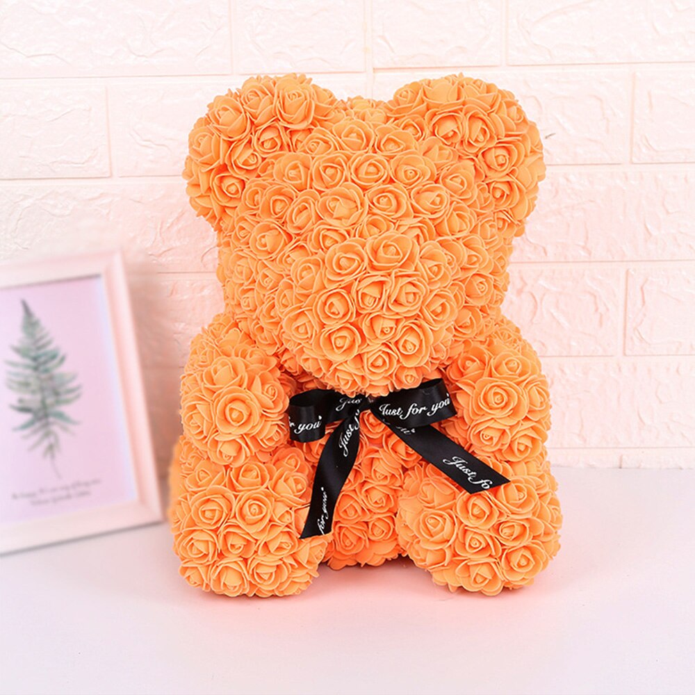 Ourson en roses artificielles, grand 40cm, ours en fleurs de polyéthylène, pour femmes, pour la saint-valentin, coffret noël mariage, décoration de maison: 16