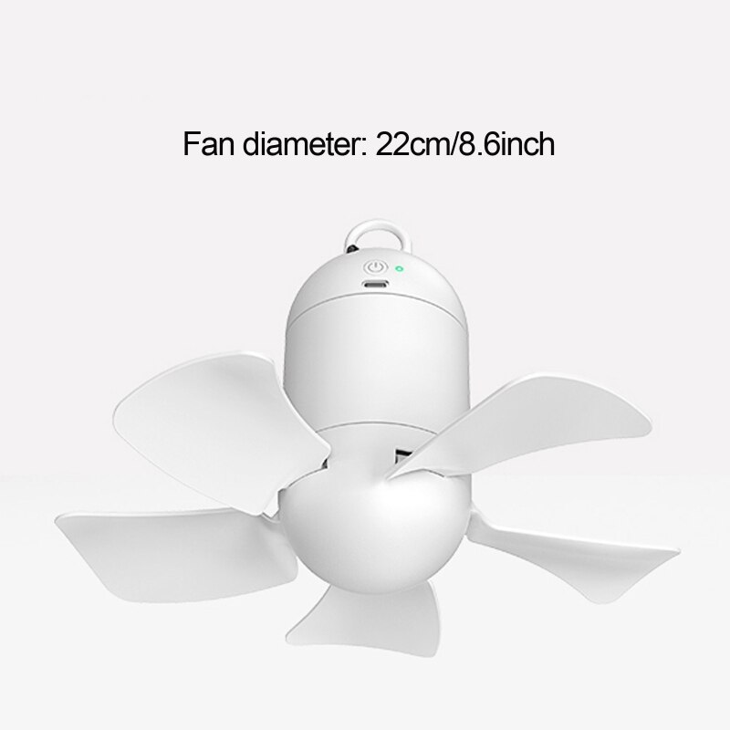 USB Powered Ceiling Fan with Remote Controller Portable Tent Hooks Hanging Fan 4 Gear Detachable for Tent Car RV Camping