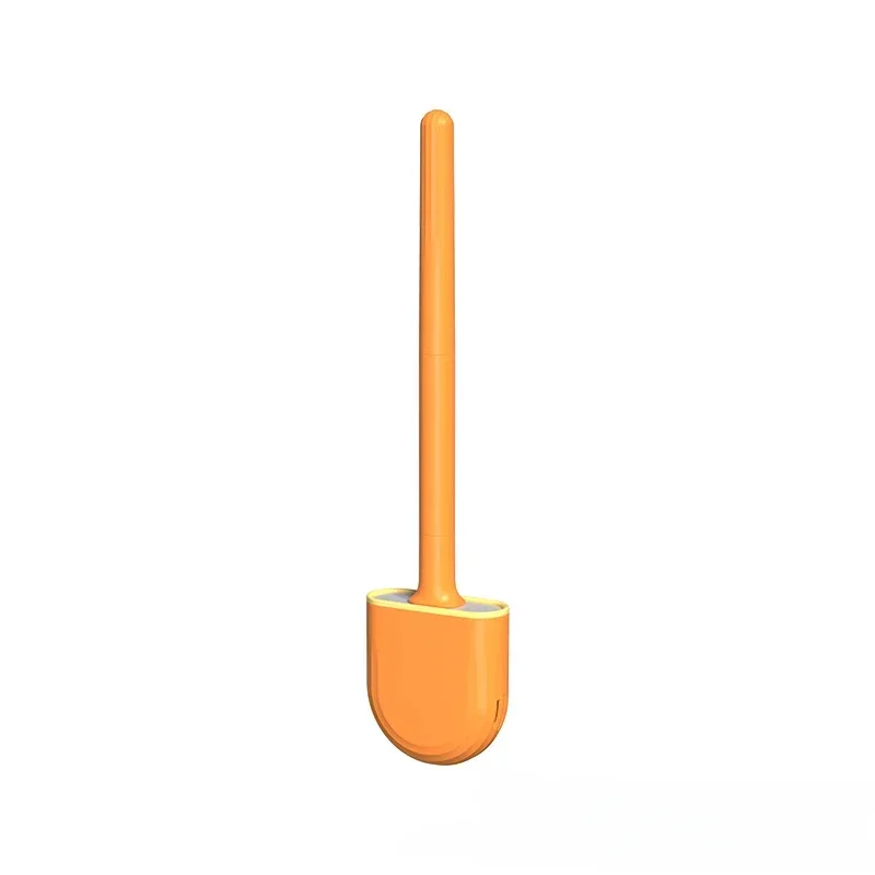 Toilet Brush With Holder Leakproof Soft Toilet Brush Bathroom Wall Mounted Brush: Orange