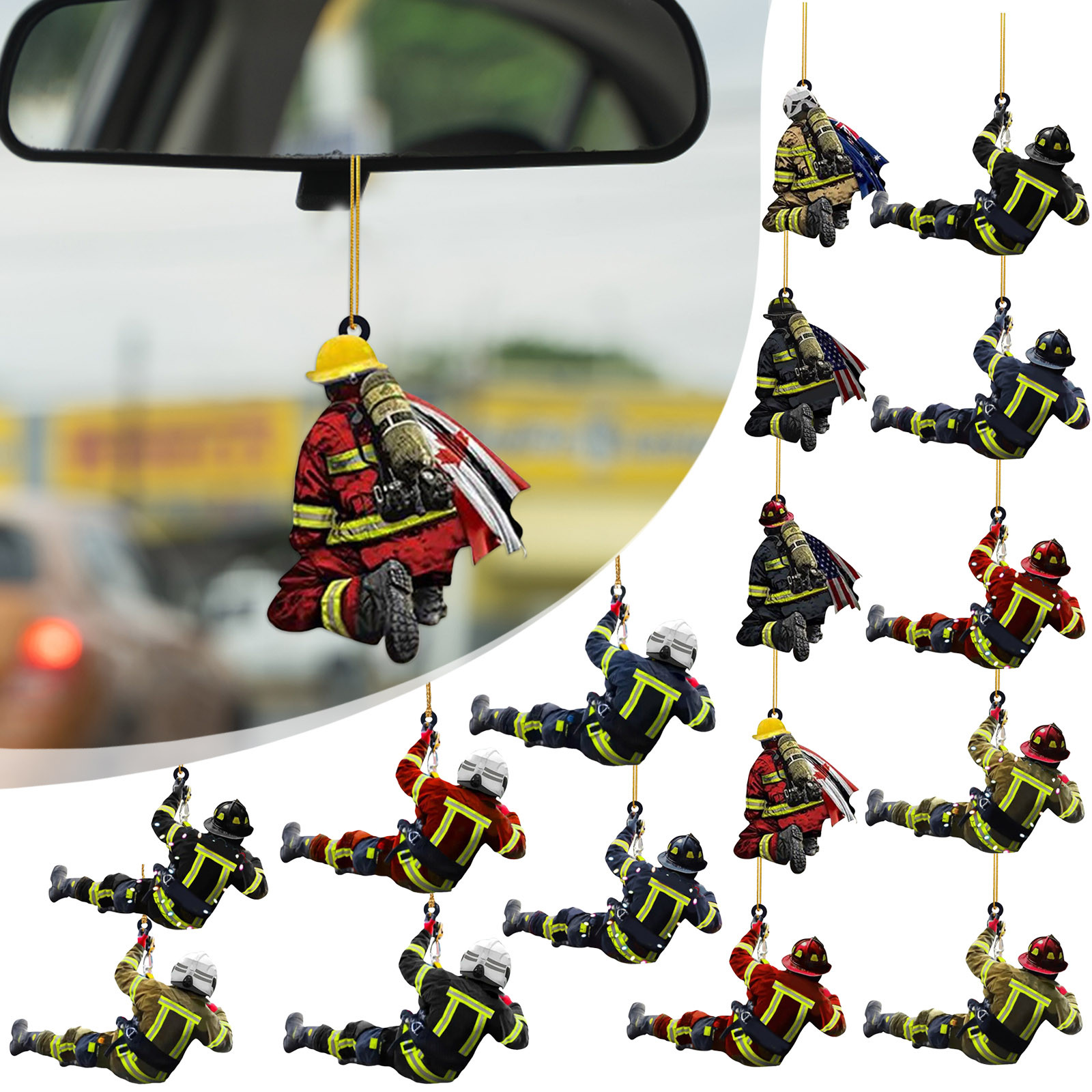 Christmas Decoration Acrylic Decoration Christmas Decoration Tree Pendant, Wall Window, Car Firefighter Pendant Set: camel