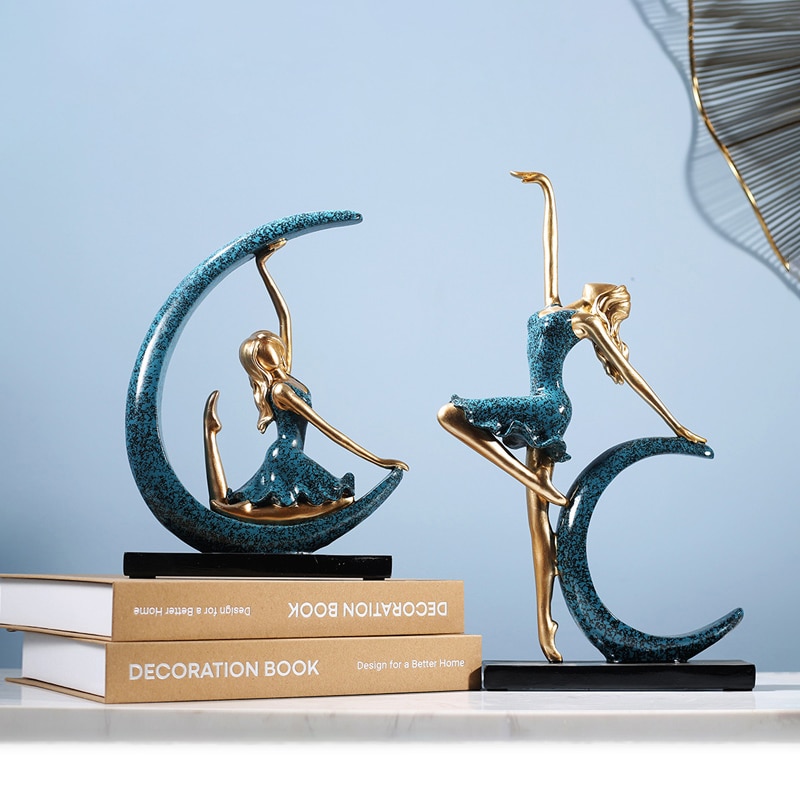 Måne pige figur ballet danser statue stue tv kabinet dekoration ornamenter fødselsdag artware hjem indretning figurer