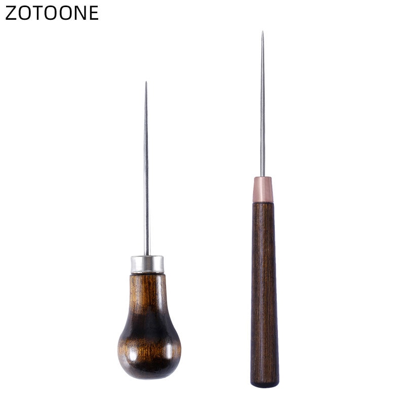 ZOTOONE 1Pc pointu couture manche en bois Awl cône droit simple gourde Awl perceuse positionnement bricolage à la main couture tailleur outils D