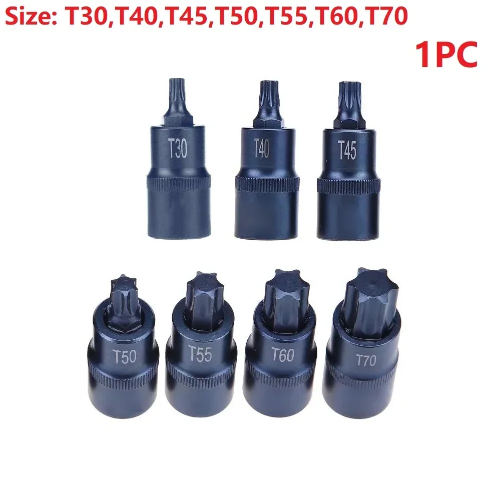 Torx Screwdriver Bit 1/2inch Socket Bits Adapter T30 T40 T45 T50 T55 T60 T70 Torx Socket Adapter Hand Tool For Ratchet Wrenches