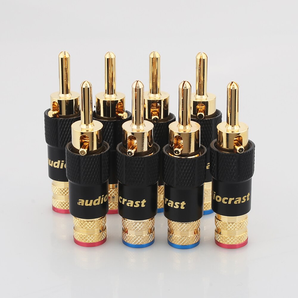 Conector de cable de altavoz, Conector de Banana de , 4 piezas, doble tornillo de bloqueo, cable de altavoz artesanal