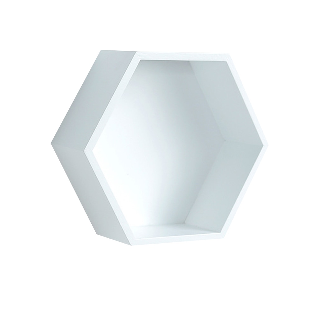 Décor mural pour bureau et maison | Style nordique, cadre Hexagonal en bois, pour livres jouets, étagère de rangement, pour décoration de maison, chambre d'enfant: WHITE