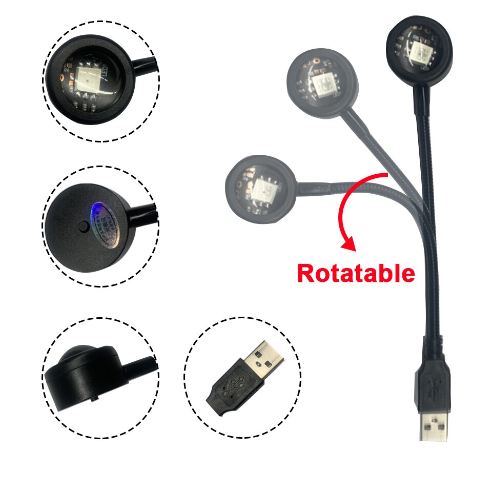 USB Solnedgang Projektor Lampe - 14 Tilstande Regnbue - Atmosfære Lys til Værelse Baggrund