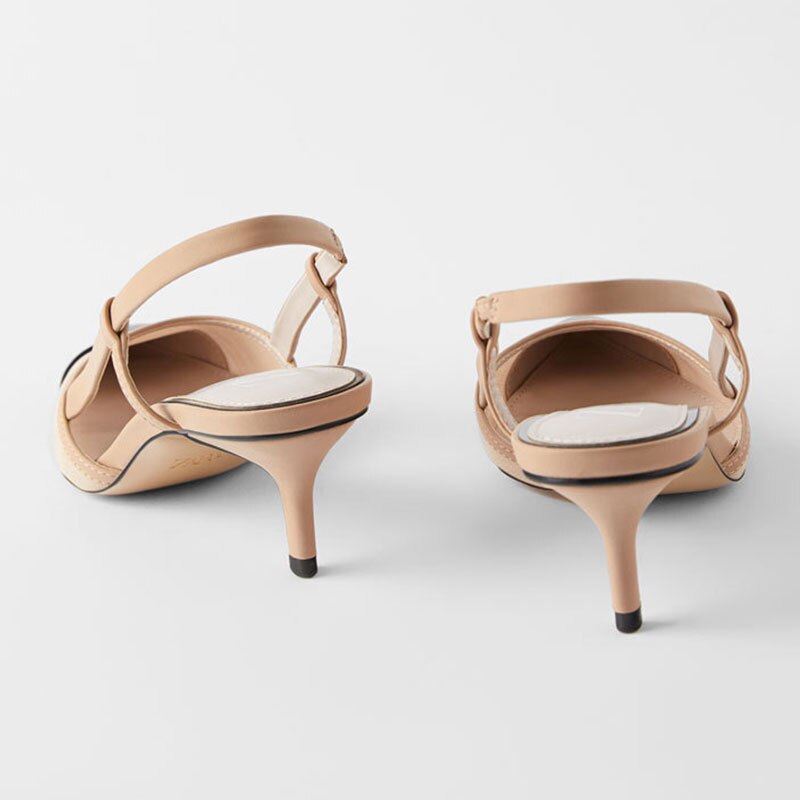 Genshuo Zomer Vrouwen Schoenen Mesh Slingback Pumps Ondiepe Gemengde Kleuren Wees Teen Gesp Hakken Schoenen Sandalen Femme