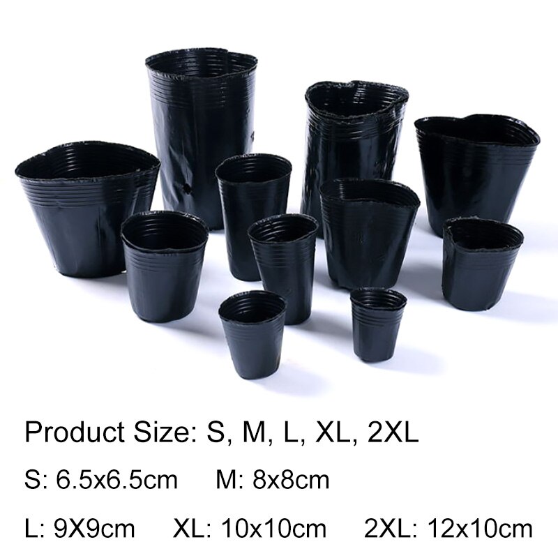 100 pçs jardim preto plástico crescer pote nutrição tigela copo de mudas varanda jardim plantador casa decoração mudas vaso