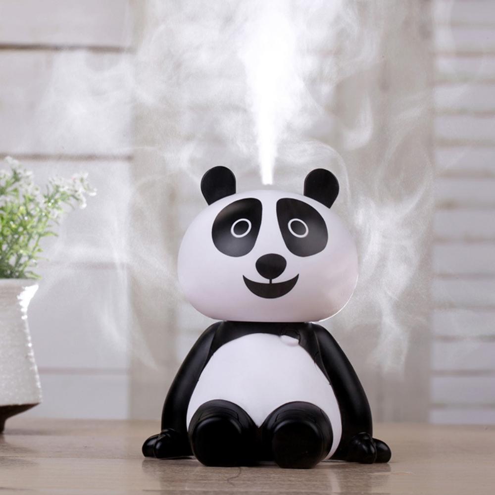 Leuke Mini Luchtreiniger Draagbare Panda Vorm Luchtbevochtiger USB LED Verlichting Ultrasone Aroma Verstuiver