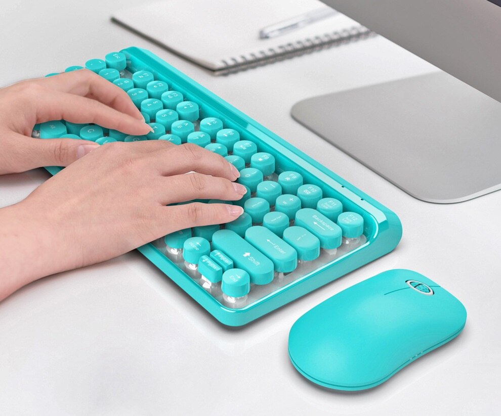 ZERODATE HXSJ V500 77 Key 2.4G Wireless Keyboard and Mouse Set Round Keycap,Ultra-thin Energy Saving Mouse