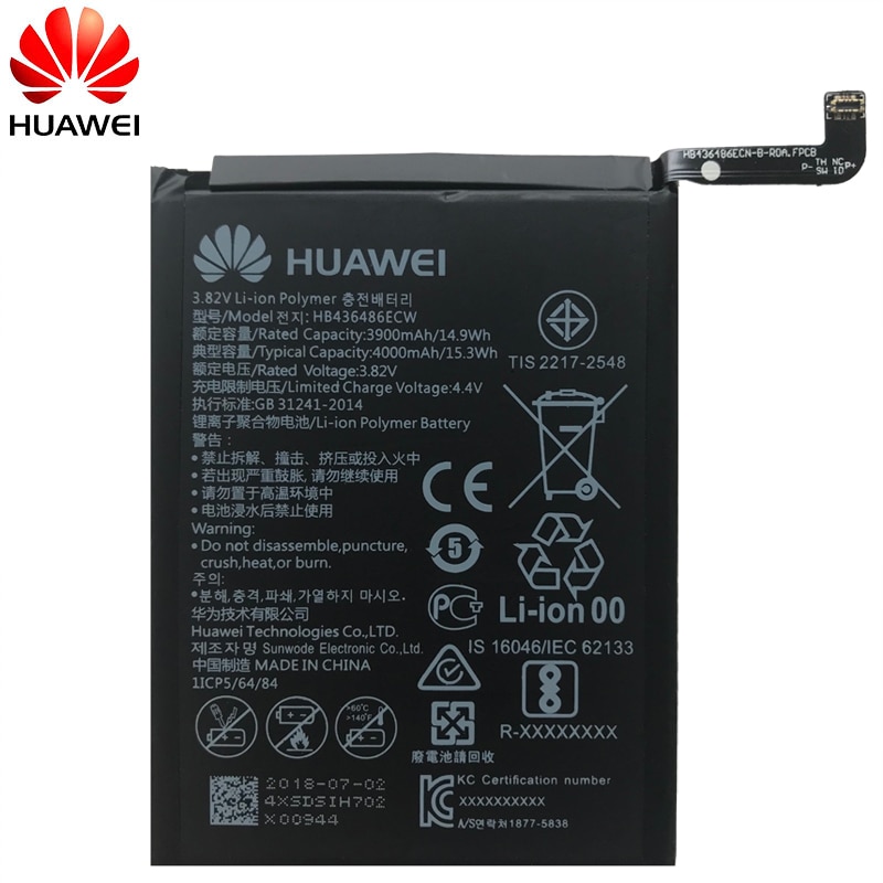 Huawei Originele Telefoon Batterij HB436486ECW 3900 Mah Voor Huawei Mate 10 / 10 Pro Mate 20 P20 Pro Honor V20 vervanging Batterijen