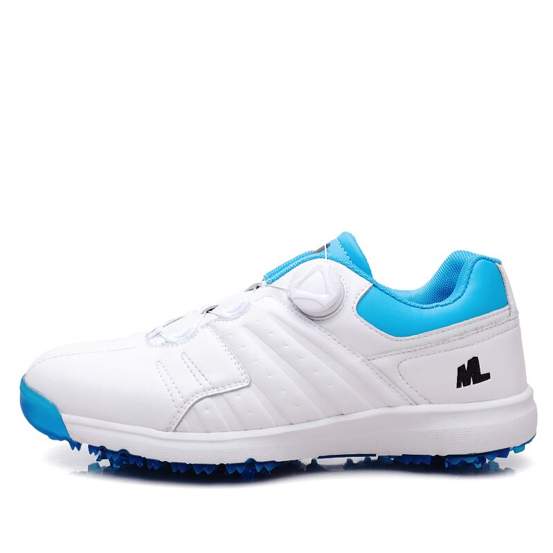 Golfsko mænd vandtæt golffodtøj hvide grønne pigge golfsneakers udendørs gåsko til mænd: Blå / 8